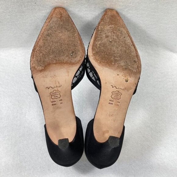 Nina Dressy Rhinestones And Mesh Black Luster Heels Formal Shoes With Bag 9M - Picture 4 of 7